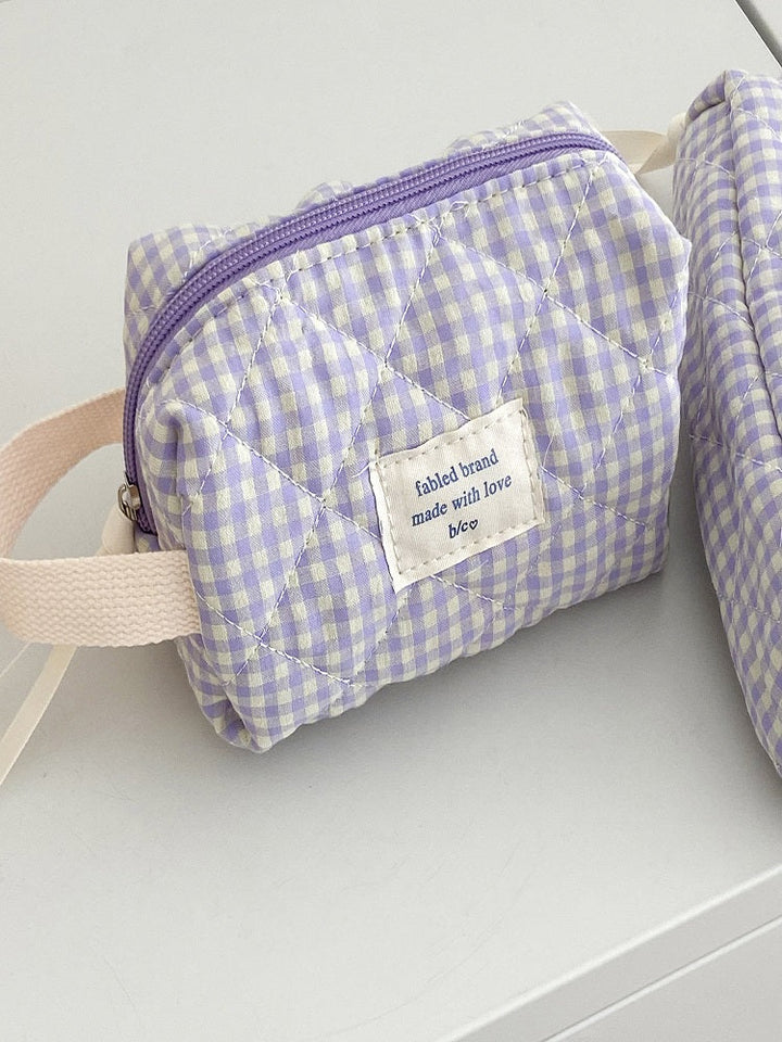 Blueberry Grid Makeup Bag