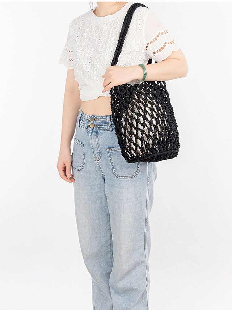 Cotton Thread Woven Fishnet Bag