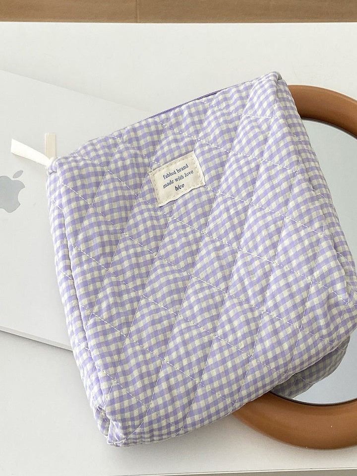 Blueberry Grid Makeup Bag