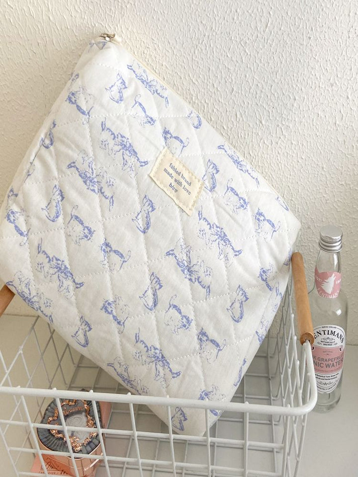 Seaside Blue Floral Makeup Bag