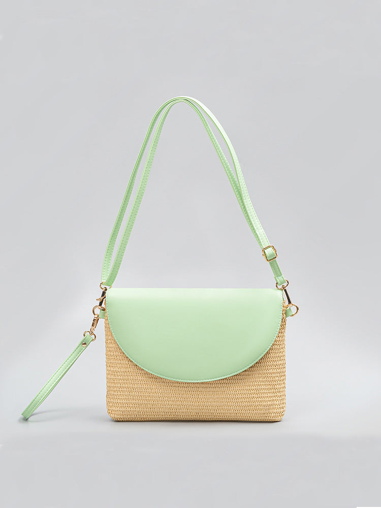 Detachable Shoulder Strap Grass Woven Clutch