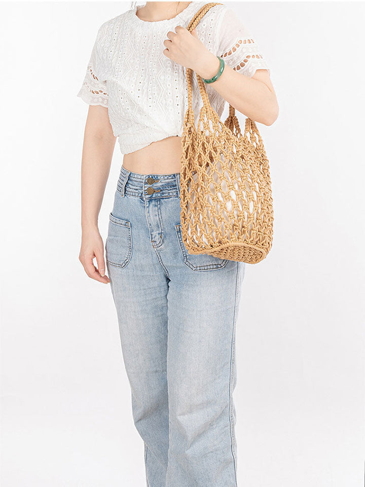 Cotton Thread Woven Fishnet Bag