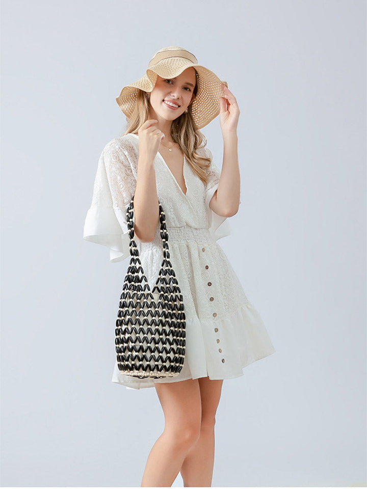 Wooden Bead Bucket Bag