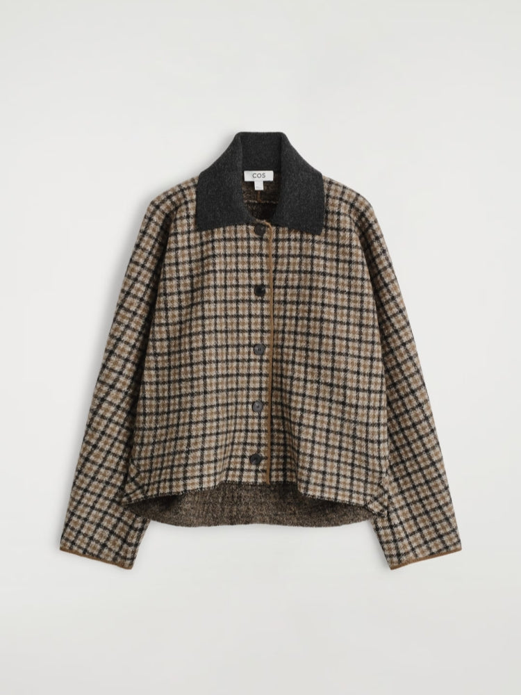 Micro-Check Wool Blend Jacket