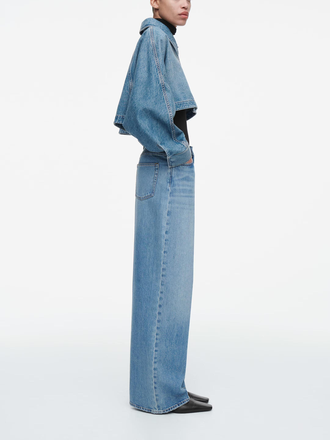 Oversized Cropped Denim Jacket