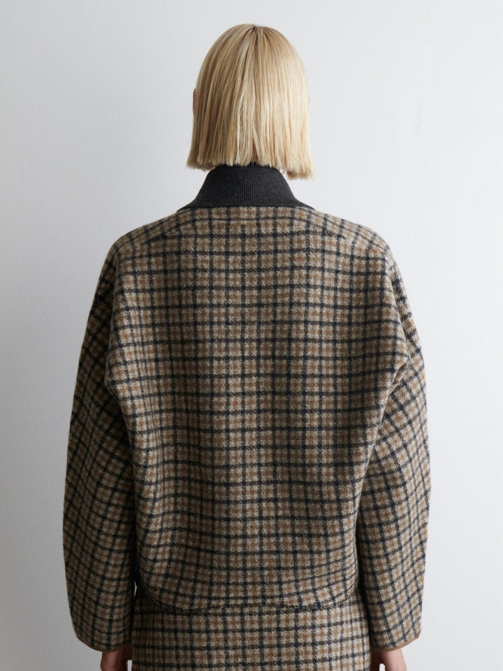 Micro-Check Wool Blend Jacket