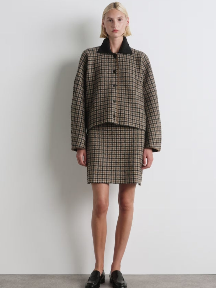 Micro-Check Wool Blend Jacket