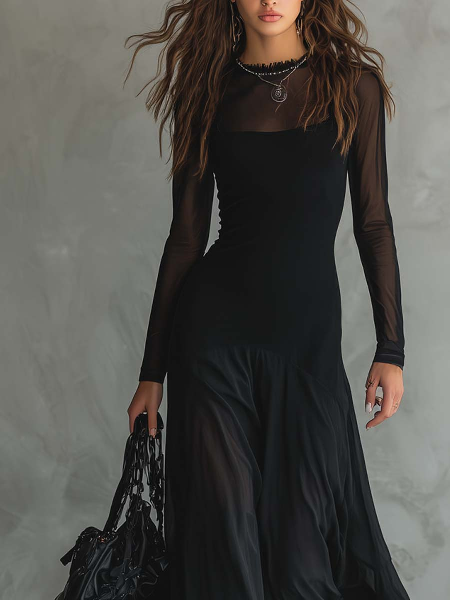 Neroa · Maxi Loose-fit Dress in Black Tulle