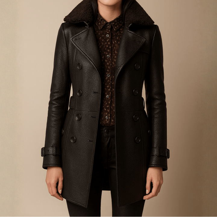 ALLESIA | ELEGANT LEATHER COAT