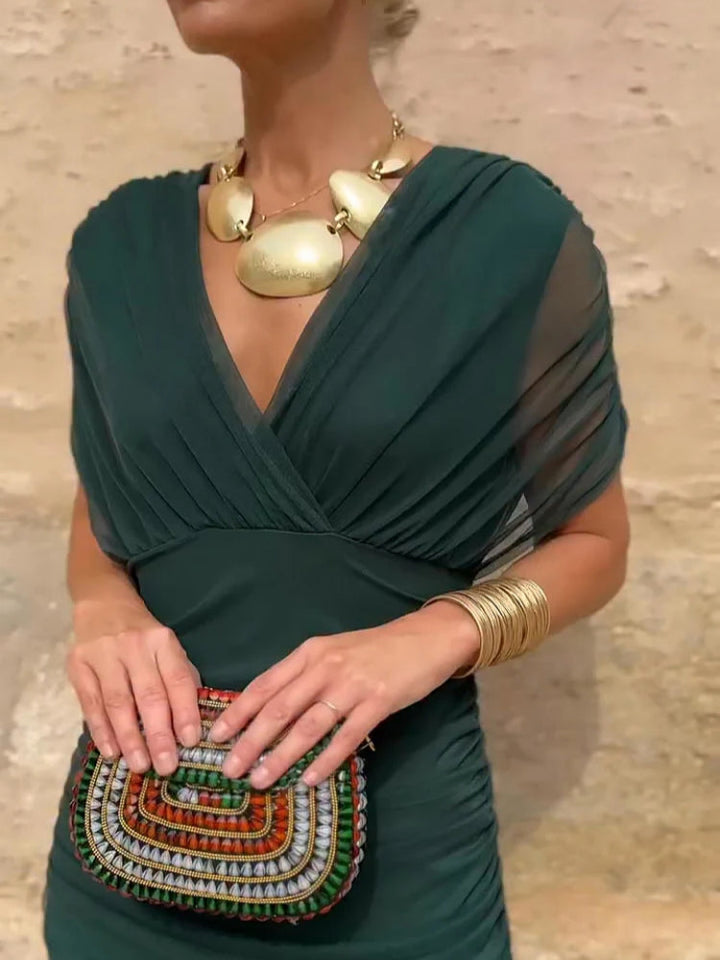 Elegant V-neck Fantasy Painted Floral Print Party Maxi Dress