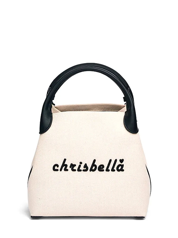 New High-End Letter Canvas Tote with Detachable Strap