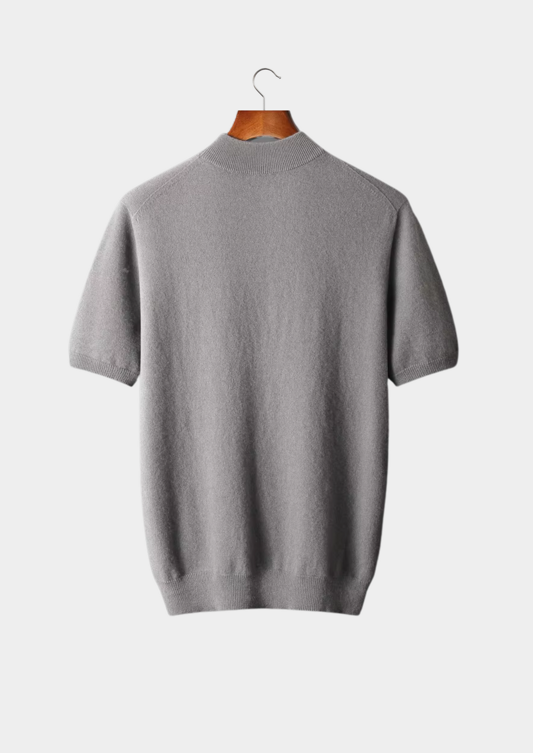 100% CASHMERE MOCK NECK T-SHIRT
