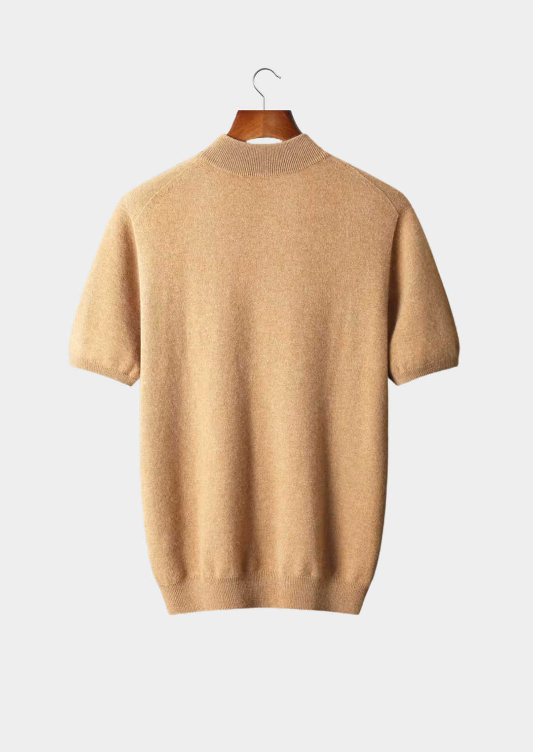 100% CASHMERE MOCK NECK T-SHIRT