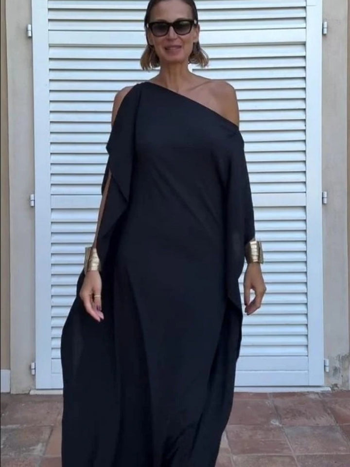 Flowing Asymmetric Caftan With Belt