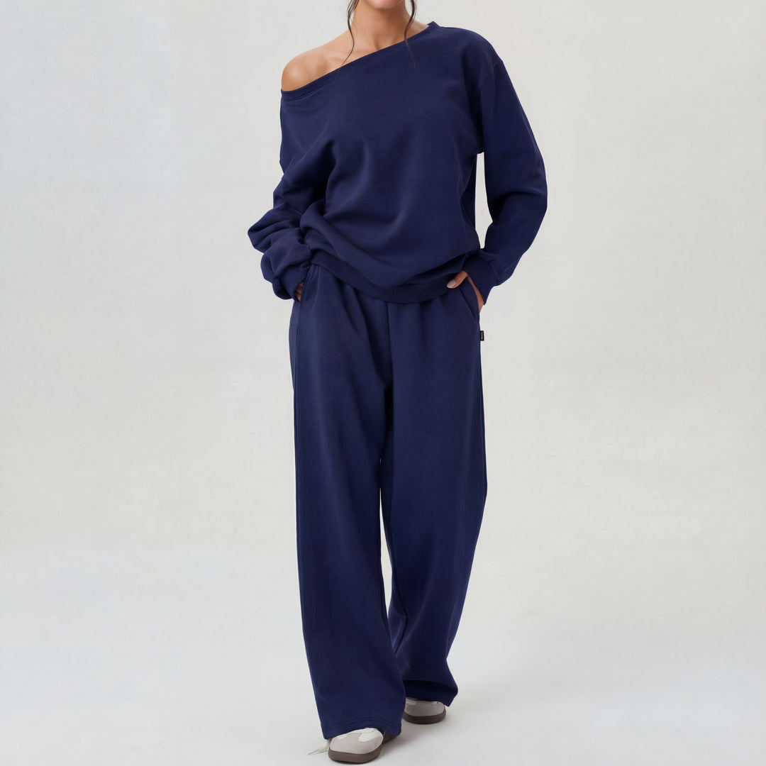 NELIA™ - Casual One-Shoulder Long Sleeve Two-Piece Set