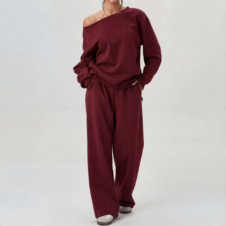 NELIA™ - Casual One-Shoulder Long Sleeve Two-Piece Set